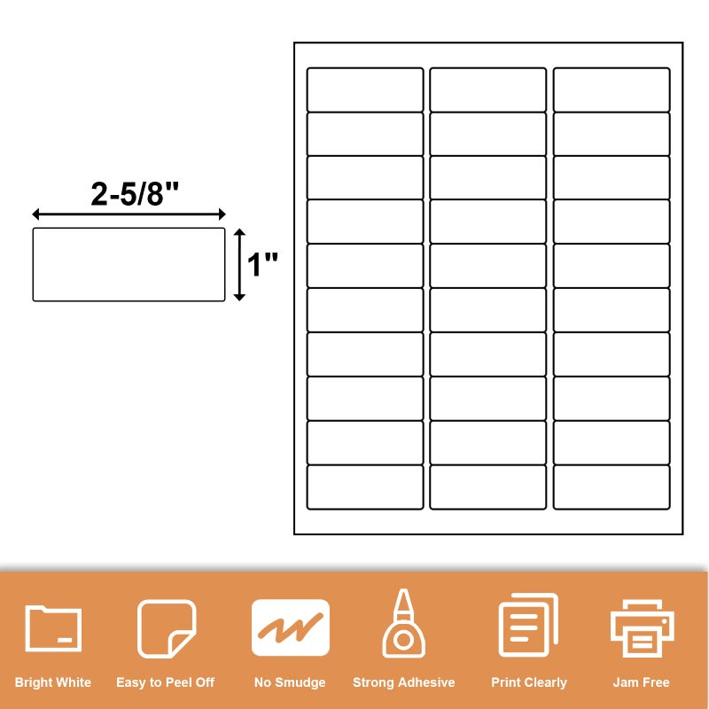 Tapsin 1"" X 2-5/8"" 30 Up Mailing Labels for Laser/Inkjet Printer,Address Labels,Thermal Labels for Printer,Shipping Mailing Labels (100 Sheets - 3000 Labels) - Image 2